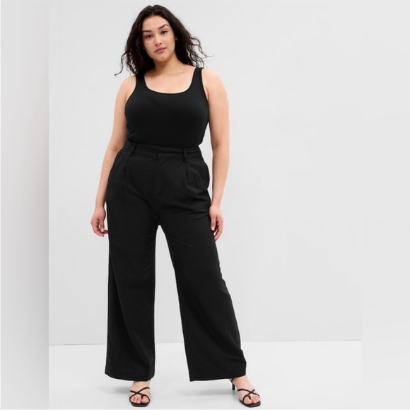 NWT! GAP Black High Rise Linen-Cotton Pleated Wide Leg Pants  - Multiple Sizes🔹 - Picture 8 of 11